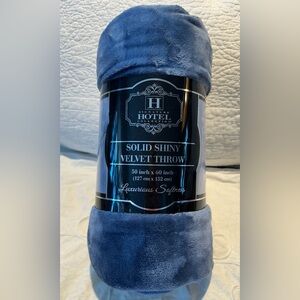 Hotel Collection Plush Blue Velvet Throw